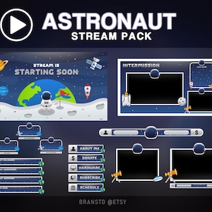Astronaut stream pack - stream package - Astronaut screens - Astronaut twitch overlay - Spaceman stream screens - Spaceman stream package