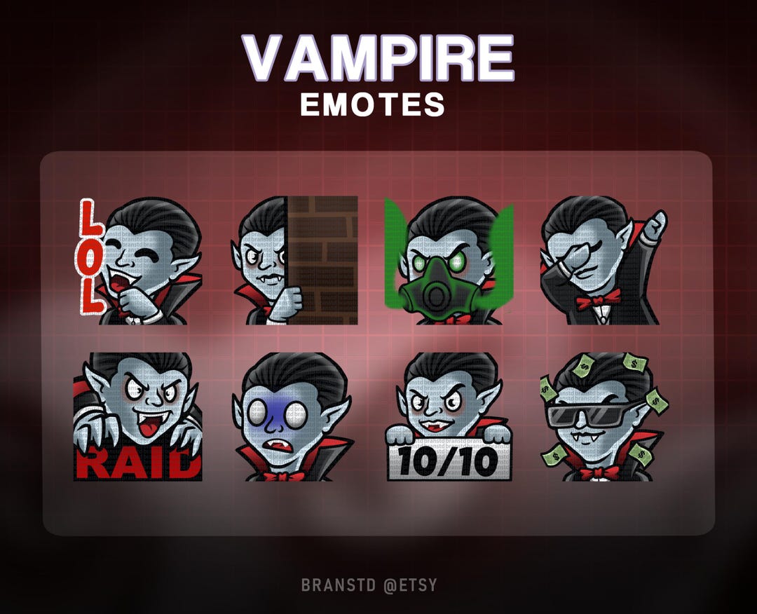 Vampire Twitch Emotes: 8-piece Stream Emotes (digital Download) - Etsy