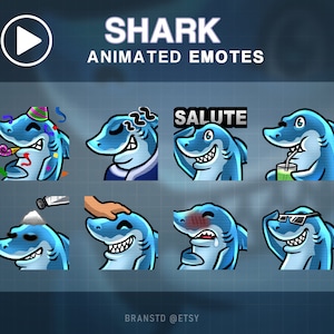 8X ANIMATED Shark twitch emotes - ANIMATED twitch emotes