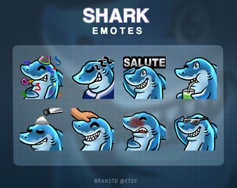 8 x Shark twitch emotes - Shark twitch emotes - Shark emotes