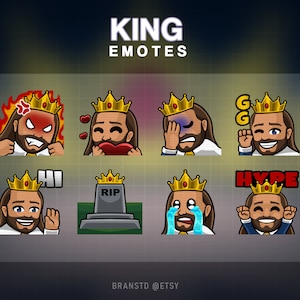 8x emotikony King Twitch - emotikony Lord Twitch - emotikony Crown Twitch