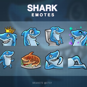 8 x Shark twitch emotes - Shark twitch emotes - Shark emotes