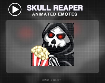 Popcorn Skull Reaper Animated Emote: Twitch, Discord, YouTube
