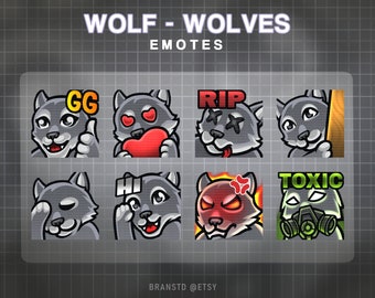 8 x Wolf zucken Emotes - Wolf zucken Emotes - Wolf twitch emotes