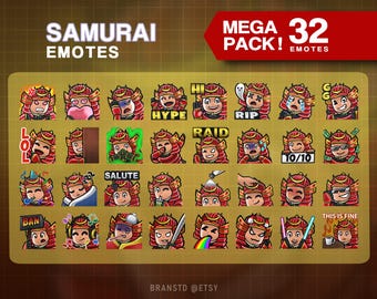 32x Samurai Emotes Mega Pack - Samurai Twitch Emotes - Discord Emotes Mega Bundle