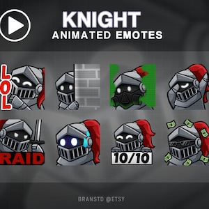 8x ANIMATED Knight character emotes for Twitch, Discord, Mixer, or Youtube