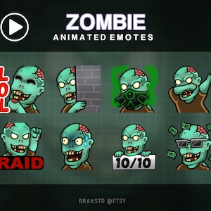 8 x ANIMATED Zombie twitch emotes - Zombie twitch emotes
