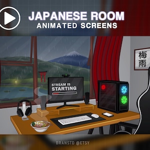 4x ANIMATED Japanese Screens - Japan scene - Fujiyama view screen - Japanese room animated screens