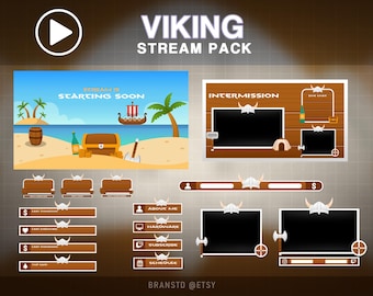 Paquete de transmisión Viking: Pantallas superpuestas de Twitch nórdicas (descarga digital)