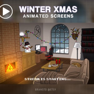 4x ANIMIERTE Stream Leinwände - Winter - Weihnachten - Xmas - Neujahr animierte Leinwände