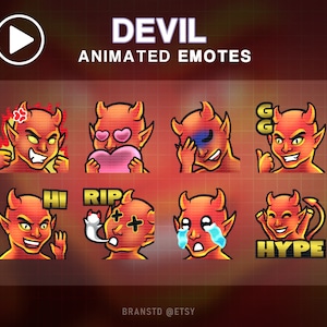 Animated Devil Twitch Emotes:  8-Piece Satan Stream emotes  (Digital Download)