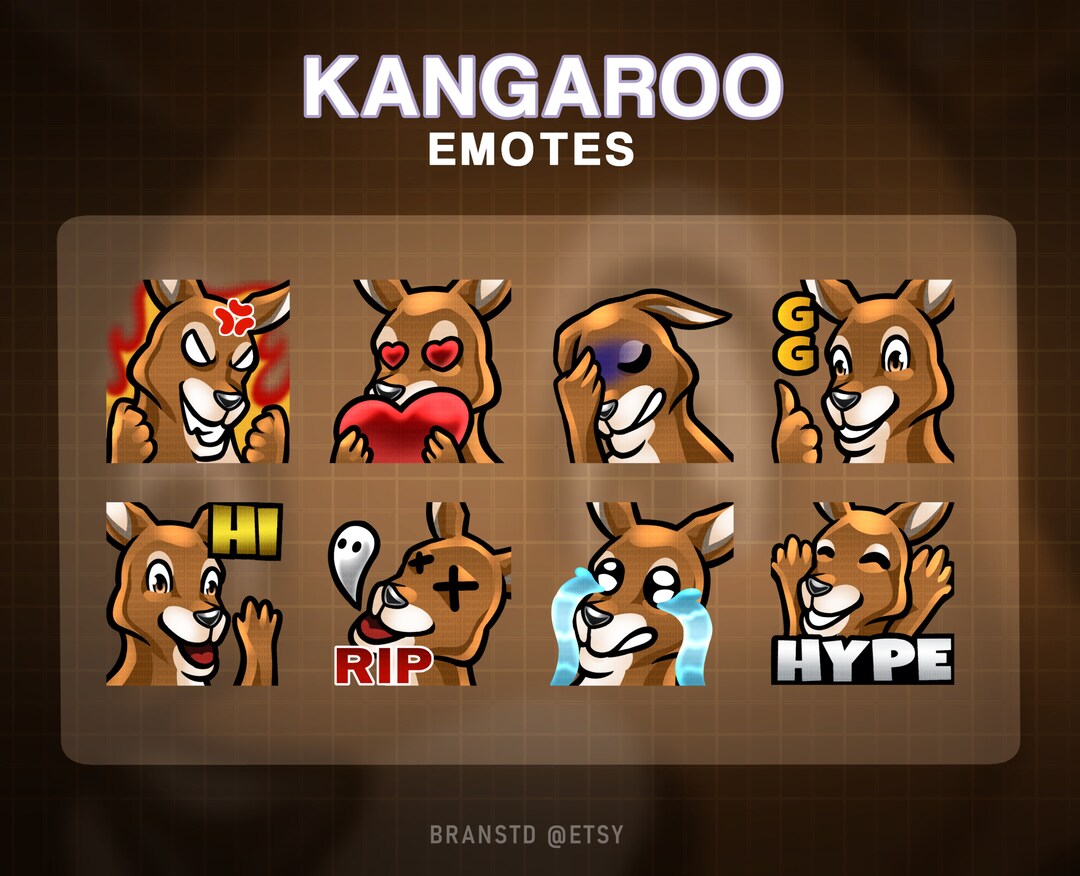 8 X Kangaroo Twitch Emotes Kangaroo Twitch Emotes Kangaroo Etsy