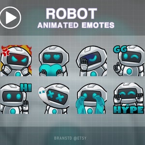 8 x GEANIMEERDE Robot-twitch-emotes - Cyborg-twitch-emotes