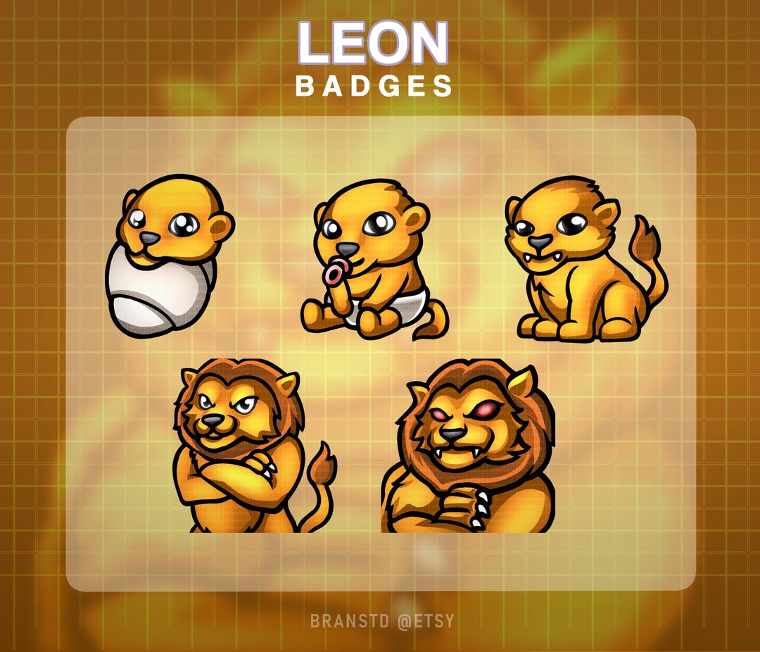 5 X Lion Twitch Badges Lion Badges Twitch Badges Etsy