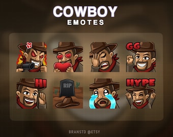 8x Cowboy twitch emotes - Wild west twitch emotes - Western twitch emotes