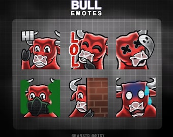 Bull Emotes Pack, Twitch & Discord Set (PNG Files, Digital Download) - Etsy