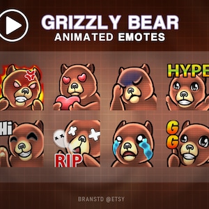 8X ANIMATED Bear twitch emotes - ANIMATED twitch emotes