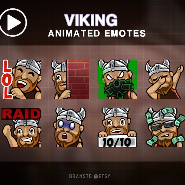 8X ANIMATED Viking twitch emotes - ANIMATED twitch emotes