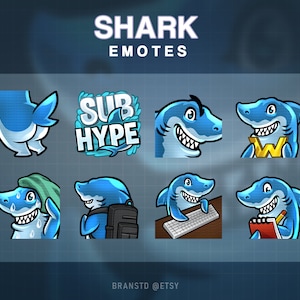 8 x Shark twitch emotes - Shark twitch emotes - Shark emotes