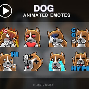 8X ANIMATED Dog twitch emotes - Pitbull ANIMATED twitch emotes