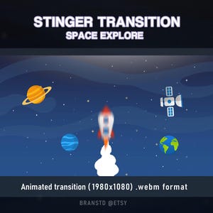 Space Stinger Transition, Galaxy Stinger Transition, Astronaut Animated transition, Twitch Stinger Transition, Animated OBS Transition