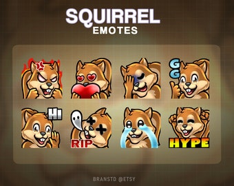 Squirrel Twitch Emotes: 8-Piece Streamer Pack (Digital Download)