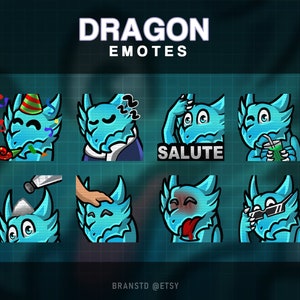 Dragon Twitch Emotes: 8-Piece Stream emotes (Digital Download)