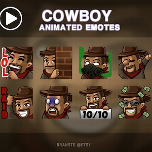 8 émoticônes animées cowboy - émoticônes animés Far West