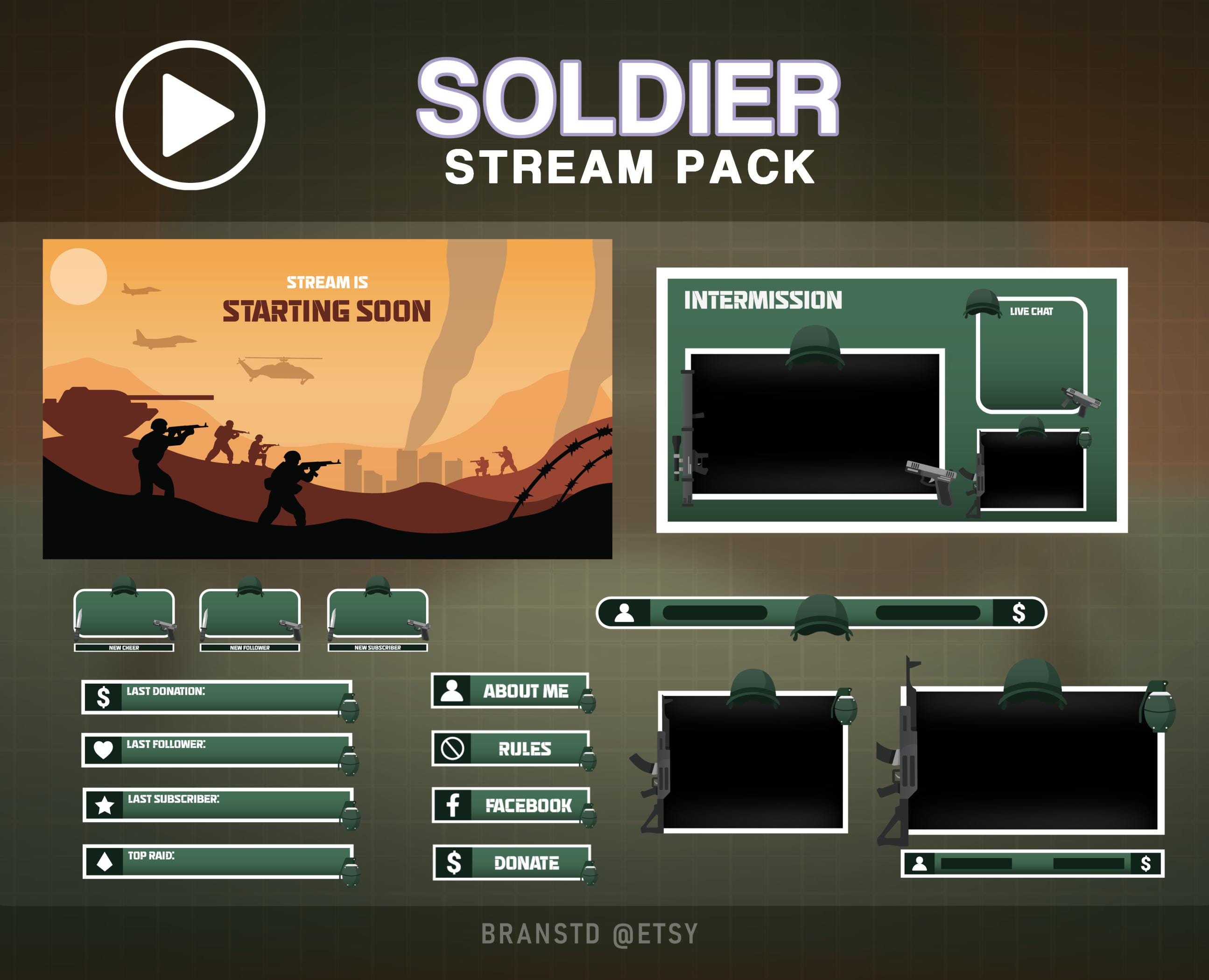 Soldier Stream Package: Animated Military Twitch Overlay (digital ...