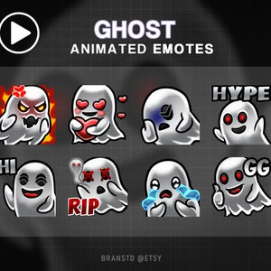 8X ANIMATED Ghost twitch emotes - ANIMATED twitch emotes