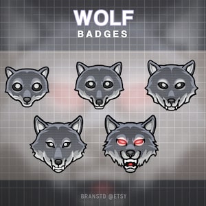 5 x Badges Wolf twitch