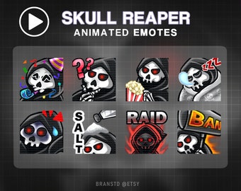 8X ANIMATED Skull reaper twitch emotes - ANIMATED twitch emotes