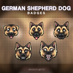 5x German shepherd dog badges - German shepherd dog twitch badges - twitch badges