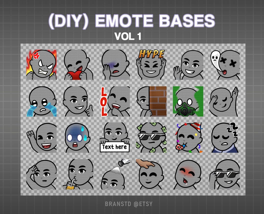 DIY Emote Bases Bundle | Emote Base Pack Vol 1 | 24 Emotes Template ...