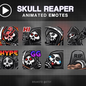 8X ANIMATED Skull Reaper Twitch Emotes - ANIMATED twitch Emotes