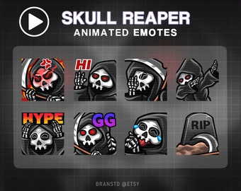 8X ANIMATED Skull reaper twitch emotes - ANIMATED twitch emotes