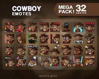 Twitch emotes Mega Pack - Cowboy emotes