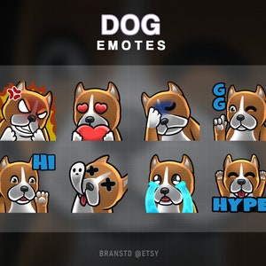 8 x Dog twitch emotes - Pitbull twitch emotes