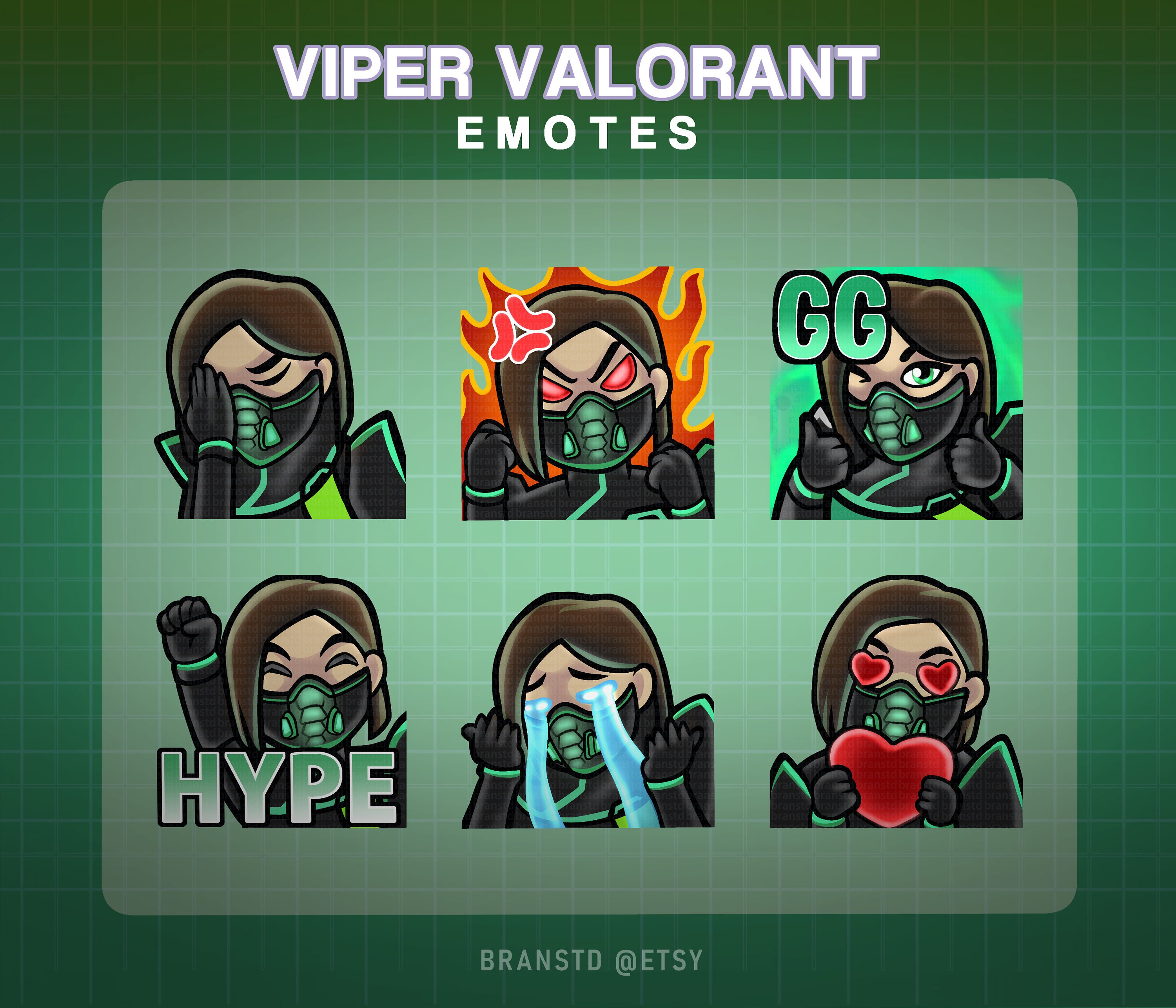 6x Viper valorant emotes Viper emotes Twitch emotes Etsy