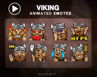 8X ANIMATED Viking twitch emotes - ANIMATED twitch emotes