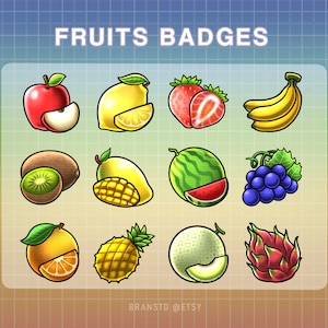 12x Fruits Twitch Sub Badges / Bit Badges
