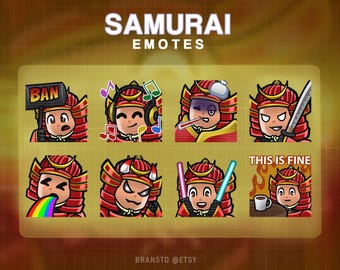 Emotes de samurái para Twitch: Emotes de guerrero para streaming (descarga digital)