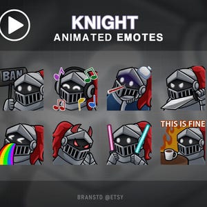 8X ANIMOWANYCH emotikonów Twitch Knight - ANIMOWANE emotikony Twitch