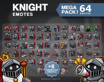 64 + 8x Animated Knight emotes - Knight Twitch Emotes - Discord Emotes Mega Bundle