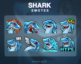 8 x Shark twitch emotes - Shark twitch emotes - Shark emotes