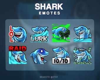 8 x Shark twitch emotes - Shark twitch emotes - Shark emotes