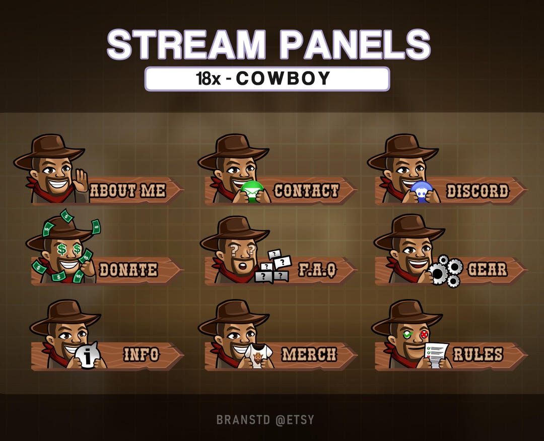 18x Cowboy Twitch Panels - Wild West Stream Panels - Etsy
