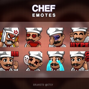 8 x emotikonów Twitch Szefa Kuchni - emotikony Twitch Kuchni