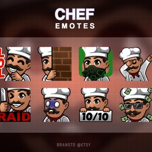 8 x emotikonów Twitch Szefa Kuchni - emotikony Twitch Kuchni