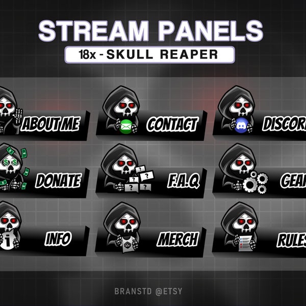 18x Skull reaper twitch panels -  twitch panels package